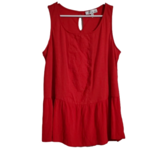 Kelly Renee Red Sleeveless Embroidered Eyelet Front Gathered Top Size 0X